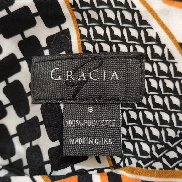 Gracia Gorgeous Black, Gold, and Cream Patterned Maxi Skort Size Small - Picture 9 of 10